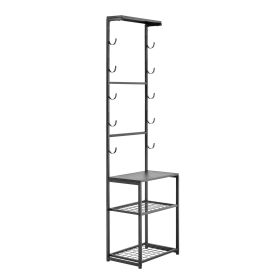 Gun Rack, Floor Standing, Indoor Rifle Shotgun Rack Stand with Storage Shelf, for Wall Mount Gun Display Stand, Holds up to 5 Rifles, Heavy Duty Steel