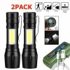 2× Mini Aufladbar 950000LM Hell COB LED Taschenlampen Taktische Fackel+Box