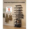 Gun Rack, Floor Standing, Indoor Rifle Shotgun Rack Stand with Storage Shelf, for Wall Mount Gun Display Stand, Holds up to 5 Rifles, Heavy Duty Steel