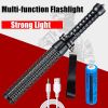 46CM LED Flashlight Hiking Retractable Zoom Security Torch for Camping Lamp Bright