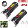 Powerful 4 Modes Multi-function Rechargeable Flashlight Outdoor COB Torch Lamp