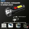 Powerful 4 Modes Multi-function Rechargeable Flashlight Outdoor COB Torch Lamp